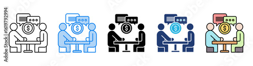 Negotiation icon set multiple style collection