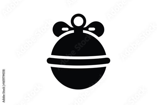 minimal vector icon of a sleigh bell with bow  hol