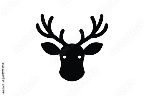 flat design vector icon of a reindeer head with an