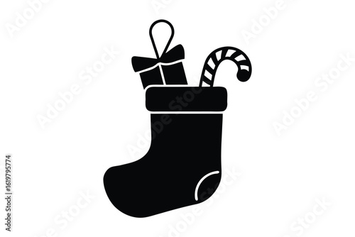christmas stocking icon in vector style  hanging w
