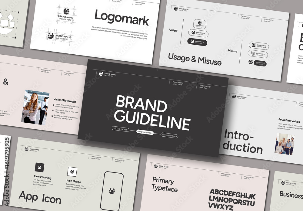 Minimal Brand Guideline Presentation Template Stock Template Adobe Stock