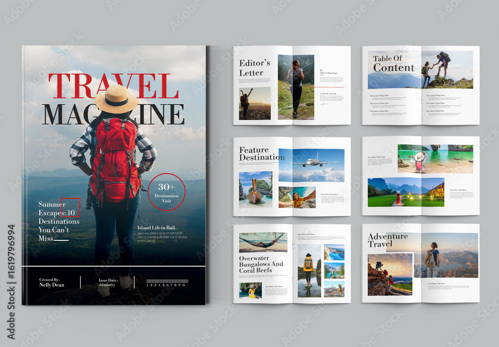 Travel Magazine Layout Examples Travel Magazine Layout Design Template Stock Template | Adobe Stock