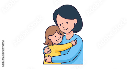 Cherished embrace between a mother and her daughter. A heartwarming illustration of parental love and family bonding.