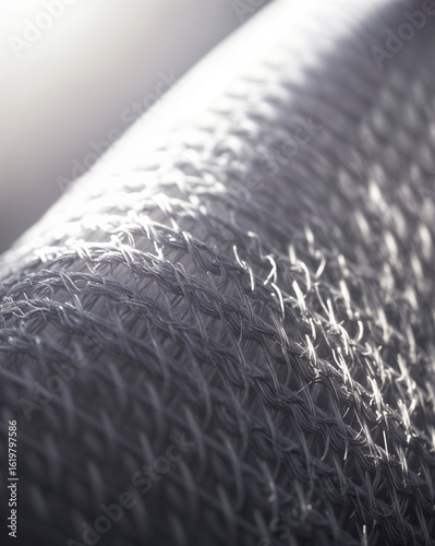 A macro shot of a white knitted textile showcasing fine thread details and soft texture. Suitable for themes of comfort, fashion, or craftsmanship.
