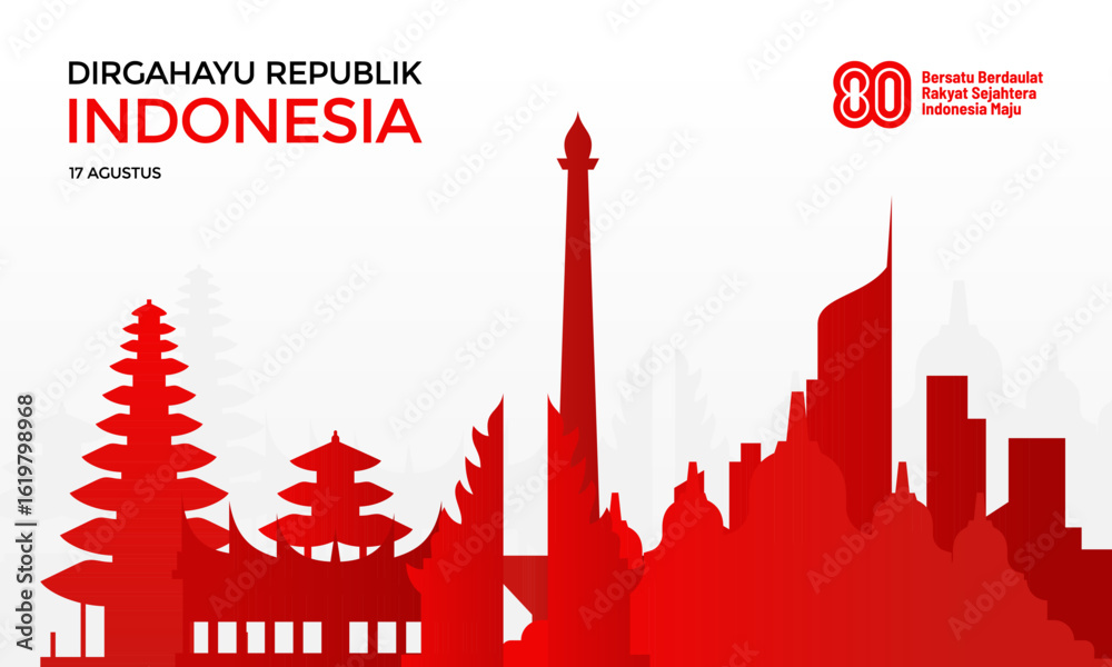 Dirgahayu Republik Indonesia, Happy Indonesia Independence Day 80th Anniversary Celebration Banner Background Dirgahayu Republik Indonesia, Happy Indonesia Independence Day 80th Anniversary Celebration Banner Background