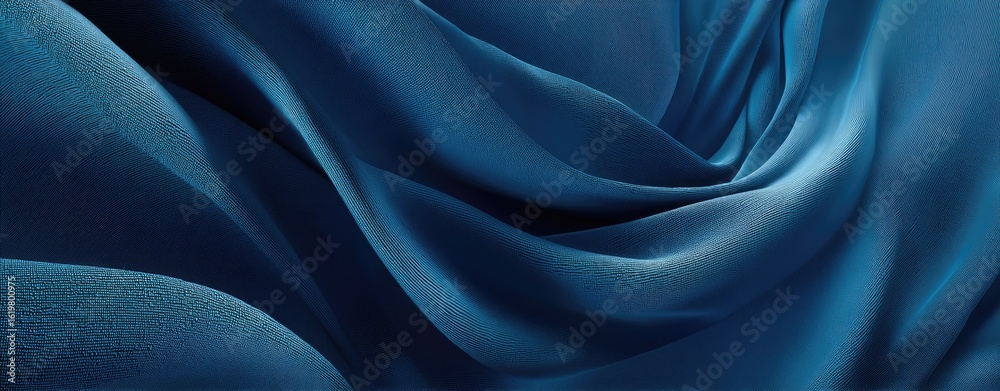 Obraz premium Deep blue fabric, softly draped, showing subtle texture and folds