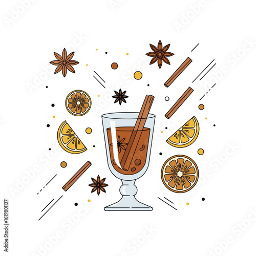 Cozy winter beverage with citrus spice and cinnamon stick aromatic delight