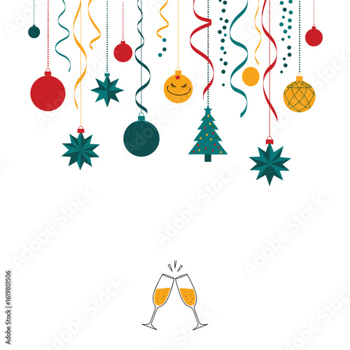 Festive holiday celebration with sparkling cheers and dazzling decorations