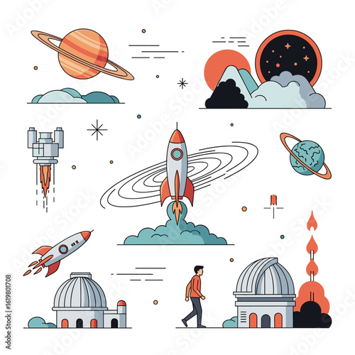 Exploring the cosmos with rockets and observatories discovering distant planets and celestial wonders