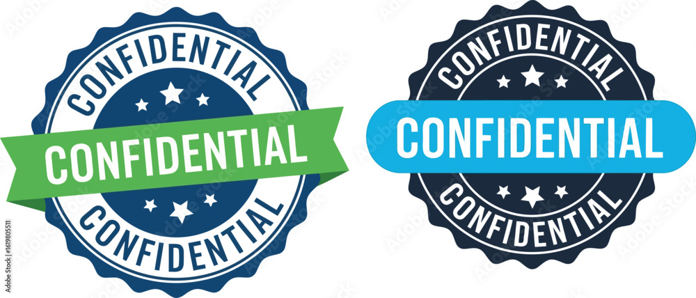 Fototapeta premium Confidential Stamp Badge Vector Icon Design for Privacy and Security