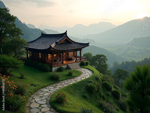 Serene Mountain Retreat at Sunrise