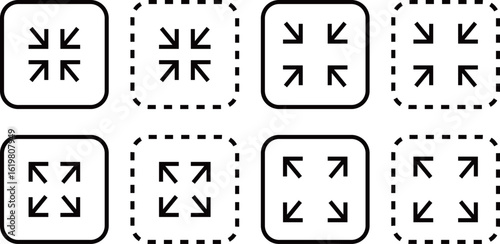 サイズ拡大縮小のアイコンイラストセット