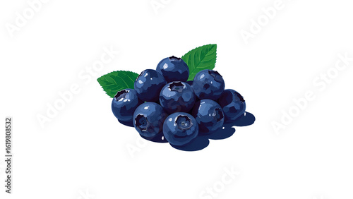 A vibrant cluster of hand-drawn blueberries on a minimalist transparent layout design