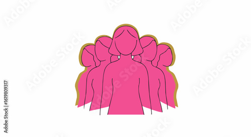 Illustration of five women silhouettes standing close together, a symbol of unity and female empowerment.