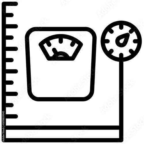 BMI Scale icon, Black And White Outline Icon Vector.