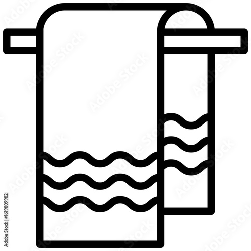 Towel icon, Black And White Outline Icon Vector.