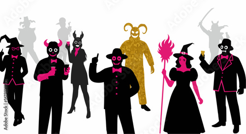 A collection of various individuals, each adorned in elaborate costumes