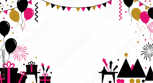 Festive balloons and party decorations, perfect for celebrations.
