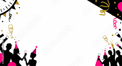 Festive New Year's Eve Party Celebration Silhouette.