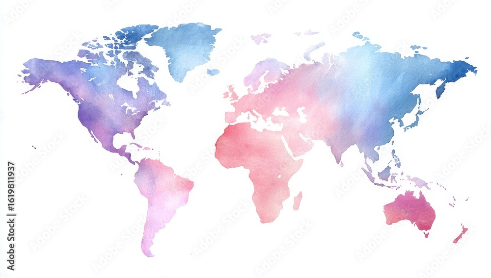 Obraz premium Delicate world map, soft pastel shades