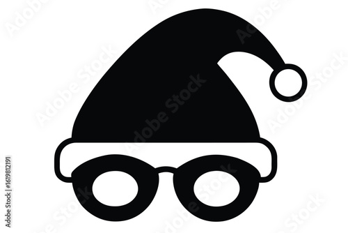 vector icon of santa s glasses and hat silhouette