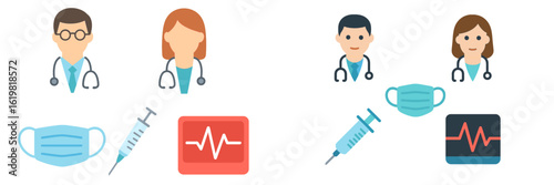 Health professionals in a medical environment discussing patient care during a vaccination drive