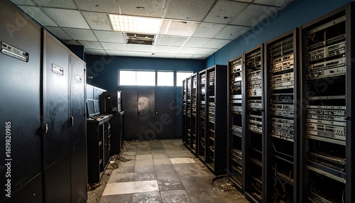 Abandoned server room interior