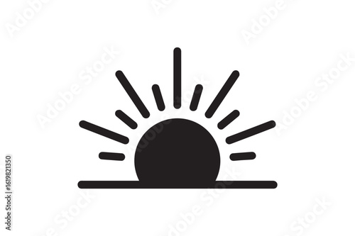 Sunrise icon silhouette vector with white background