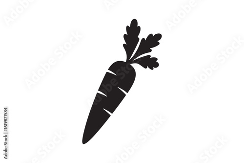Carrot icon silhouette vector with white background