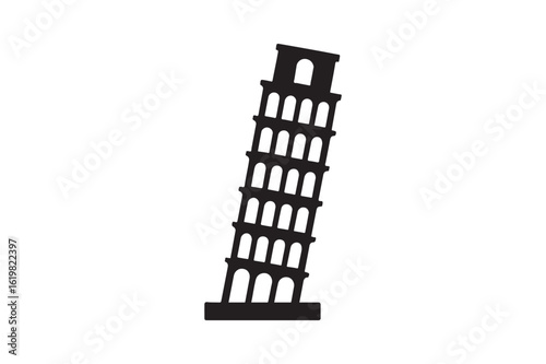 Leaning Tower of Pisa icon silhouette vector with white background