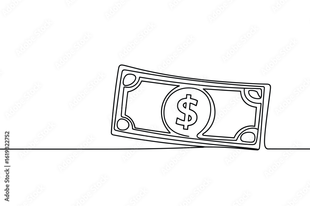 Fototapeta premium Minimalist dollar bill drawing with dollar sign
