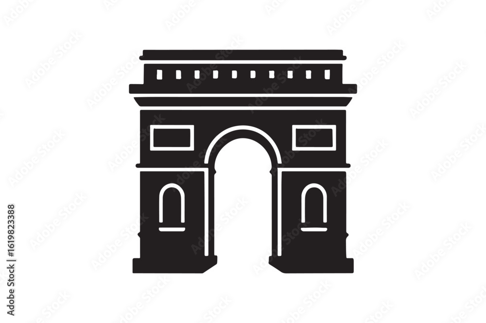 Fototapeta premium Arc de Triomphe icon silhouette vector with white background