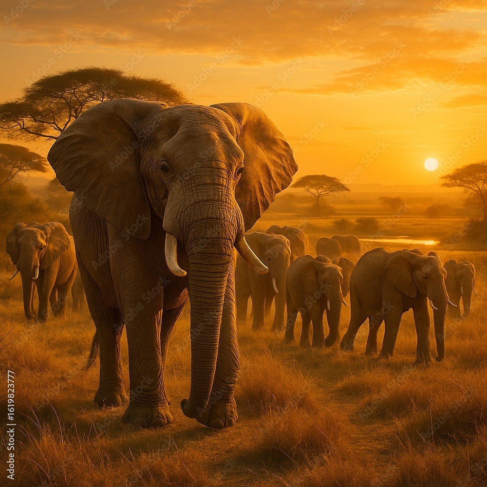Obraz premium Guardians of the Golden Savanna