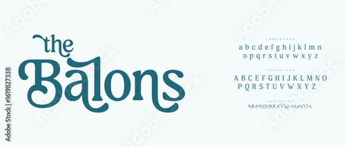 Balons Elegant Alphabet Serif Font. Luxury Modern Display Typeface. Typography decorative elegant classic lettering serif fonts vintage retro for logo. vector illustration