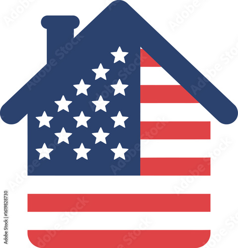 American flag house icon