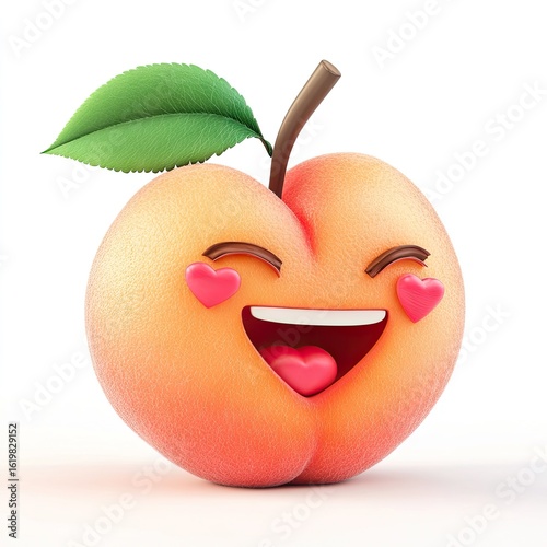 Smiling Peach Emoji: Happy Fruit Illustration for Websites and Social Media