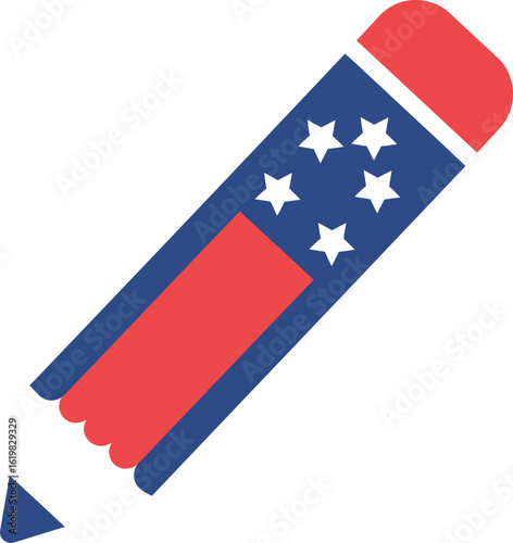 American flag pencil education politics writing icon