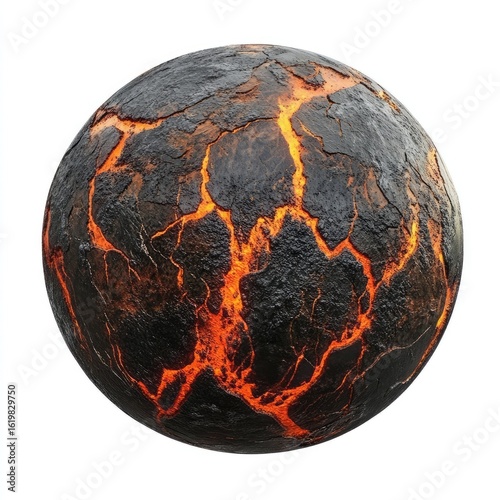 Stunning Volcanic Planet: Glowing Lava Texture