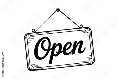 Open for Business: An inviting, vintage-style open sign hangs prominently, signaling opportunity, ready to draw customers.