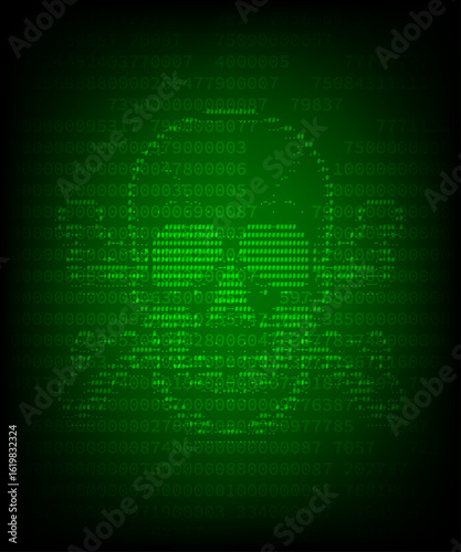 cyber hacker attack background, skull vector