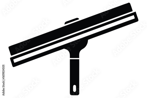 Black Silhouette of a Handheld Squeegee Tool for Cleaning Surfaces and Windows