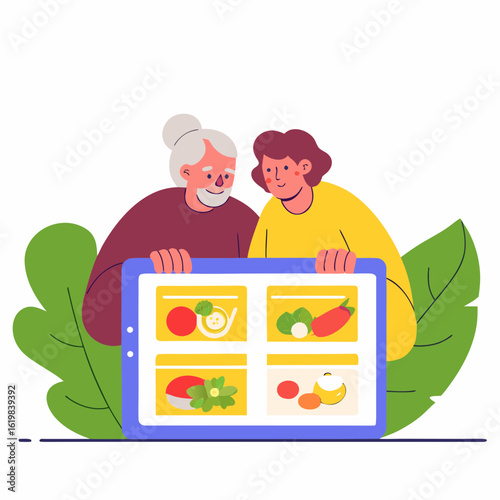 Older Couple Browsing Recipes on Tablet 