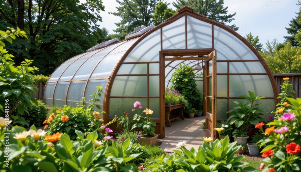 Fototapeta premium compact greenhouse shapes retain heat more efficiently but may limit airflow which could increase humidity and the risk of mold or fungal diseases in densely planted areas.