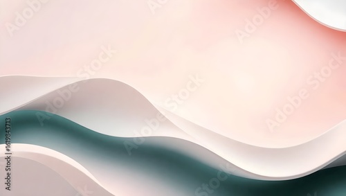 Elegant 4K Abstract Pastel Wave Texture Background with Matte Mint Blush Ivory and Clear Copy Space

