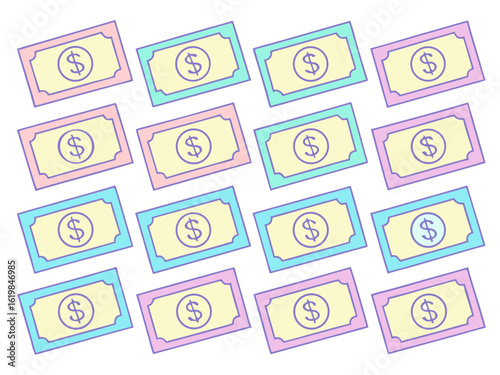 A set of cash dollars icons, icons, set of icons, icons are in a grid, minimalism, elements, icon