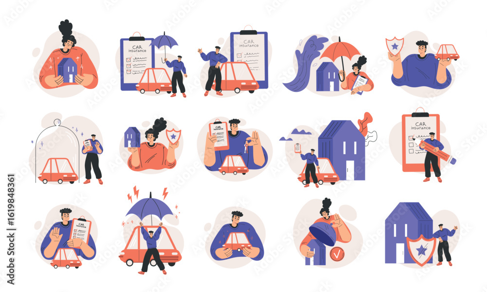 Fototapeta premium Contemporary Lifestyle Illustrations Representing Diverse Activities and Services Offered