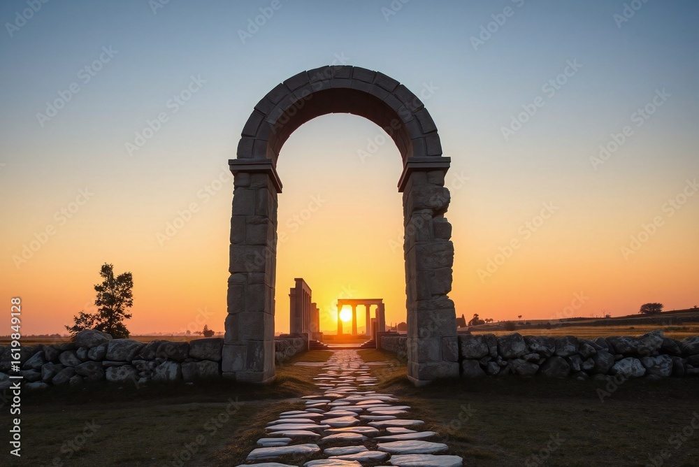 Fototapeta premium Archway at Sunset Stone Path 