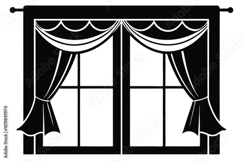 Window with Curtains Black Silhouette Illustrative Image of Home Decor Inspiration