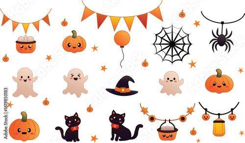 Halloween set vector outline and shape