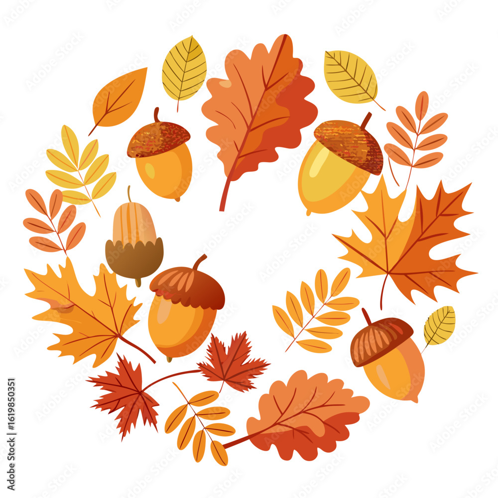 Obraz premium autumn leaves and acorns